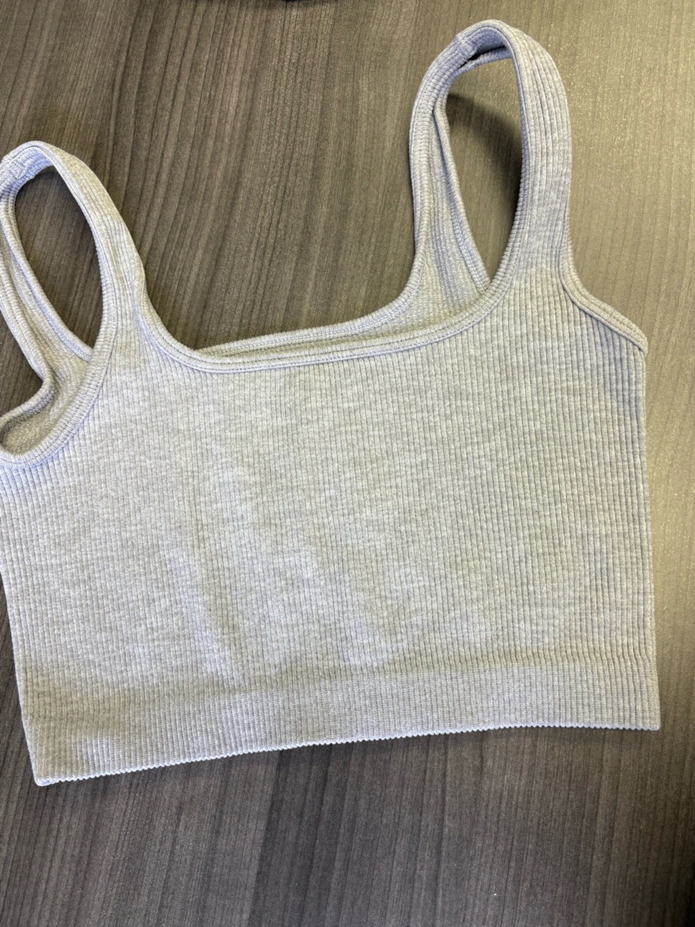 2 Grey Ribbed Crop Tanks